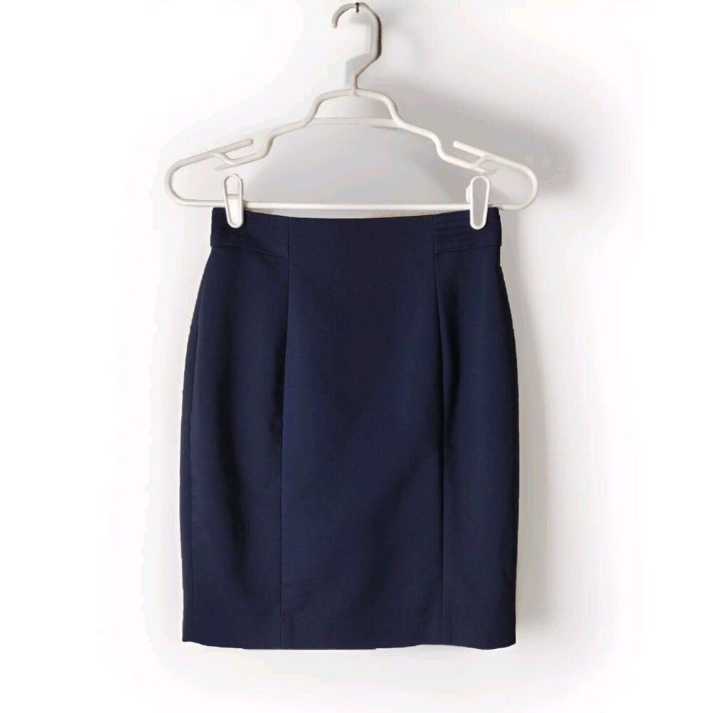 HM Skirt 4 Mini Blue Slit Lined Navy Blue Professional